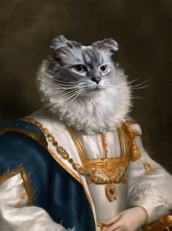 Baroness Amalie — cat portrait in the style of the Renaissance