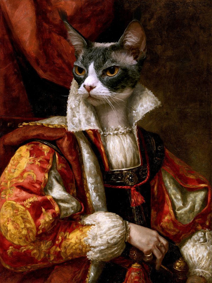 Duke Valentin — cat portrait in the style of the Renaissance