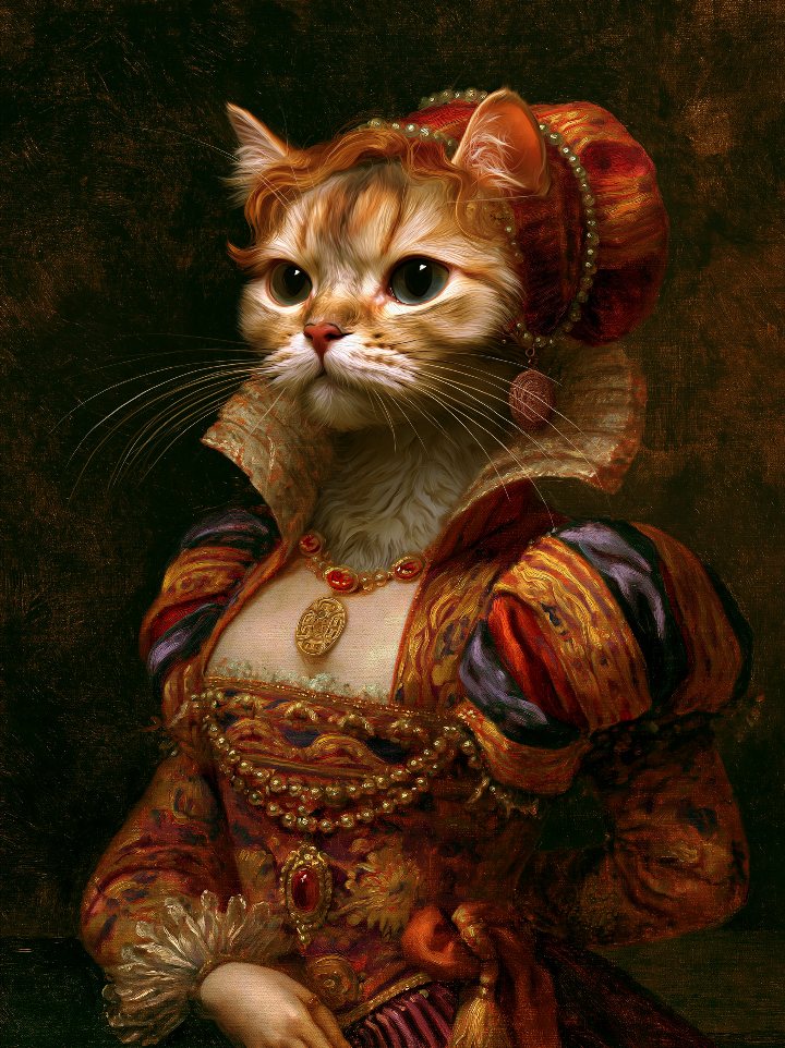 Countess Ottilie — cat portrait in the style of the Renaissance