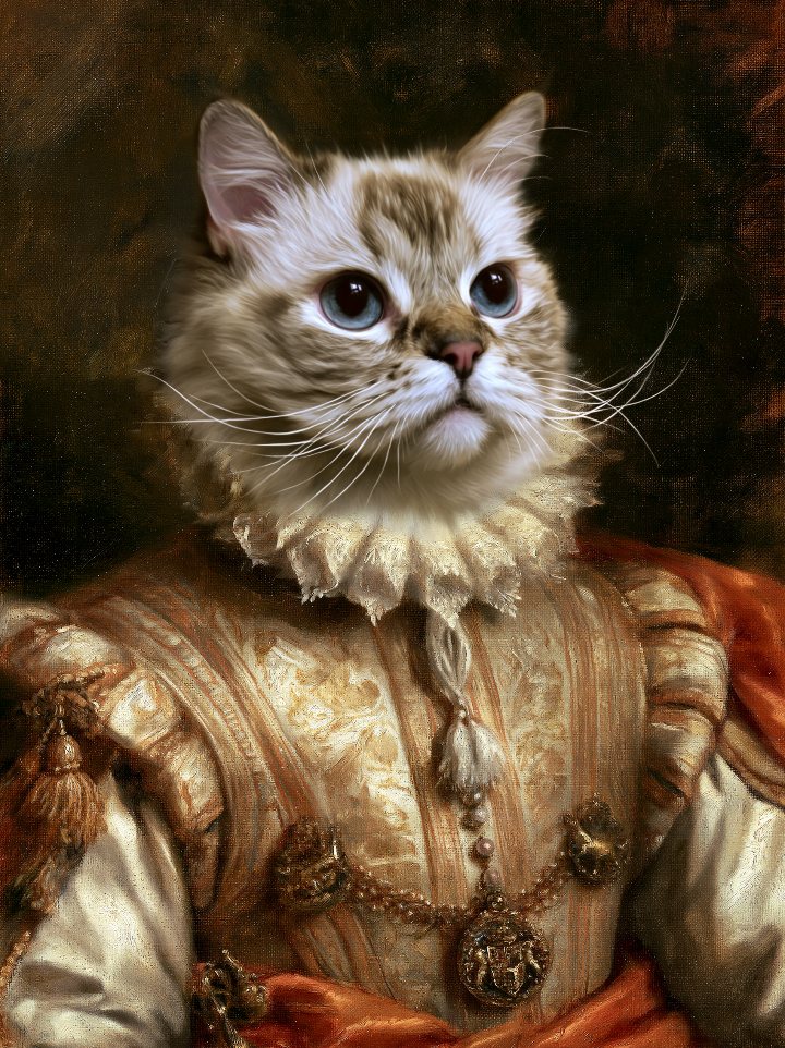 Baroness Seraphine — cat portrait in the style of the Renaissance